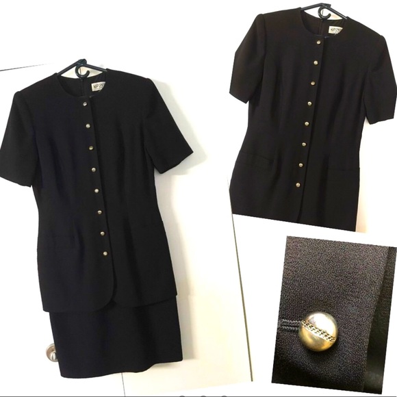 Kasper A.S.L.Midi Dress 8🌟Logo Buttons Front Career Workwear Officially Classic - Picture 1 of 13